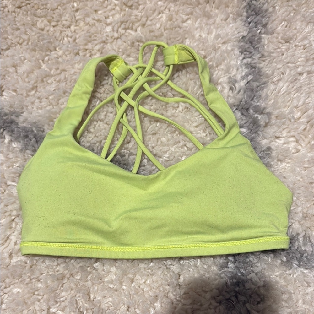 Lime Green Strappy Sports Bra